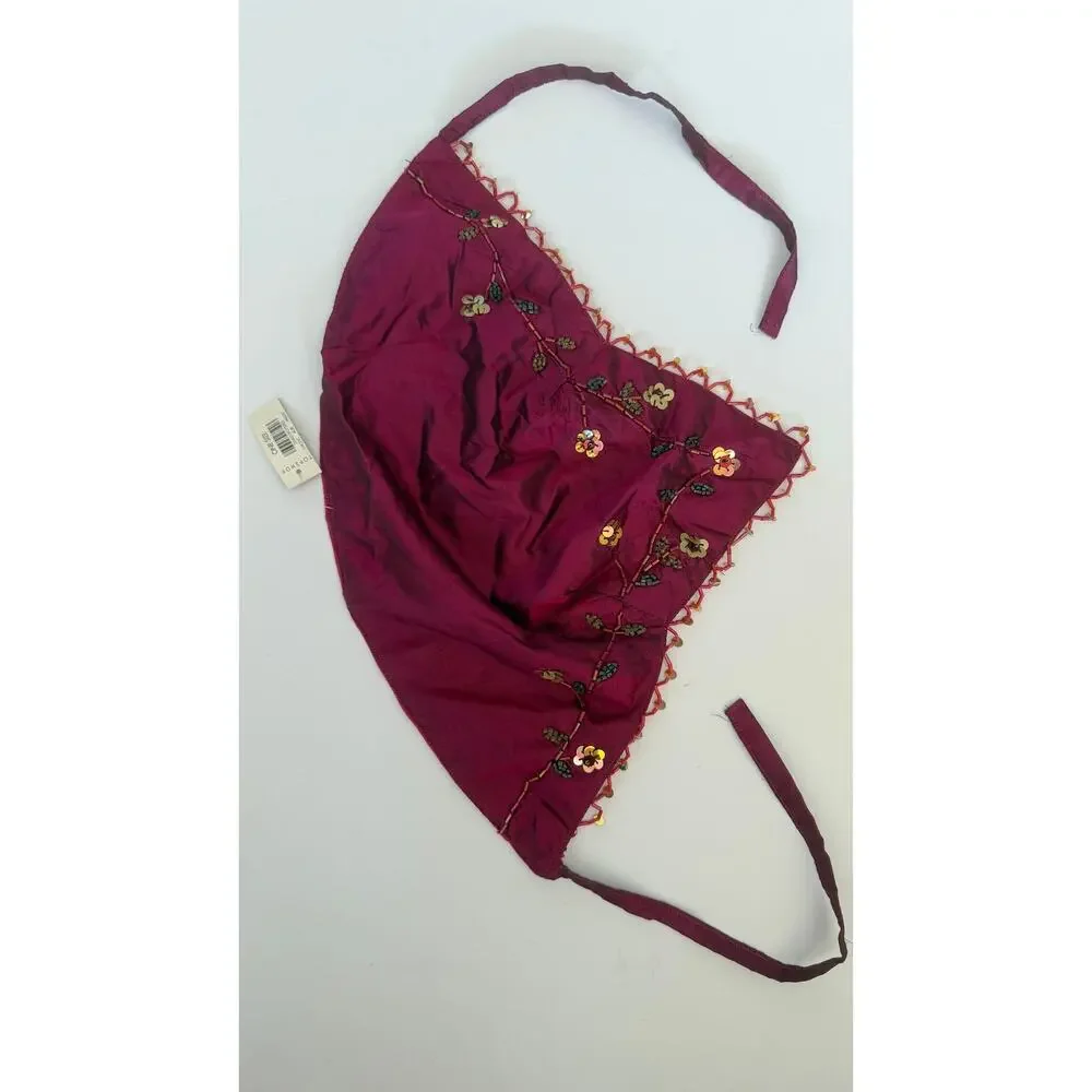 Vintage Topshop 100% Silk Sequin Floral Bandana Head Scarf 2026 Trend NWT